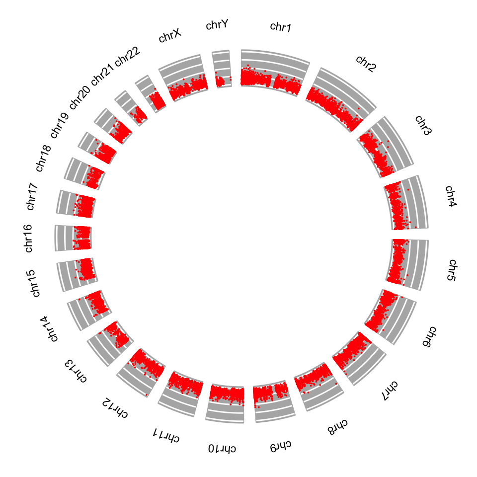 Circos plot for CpG island scores.