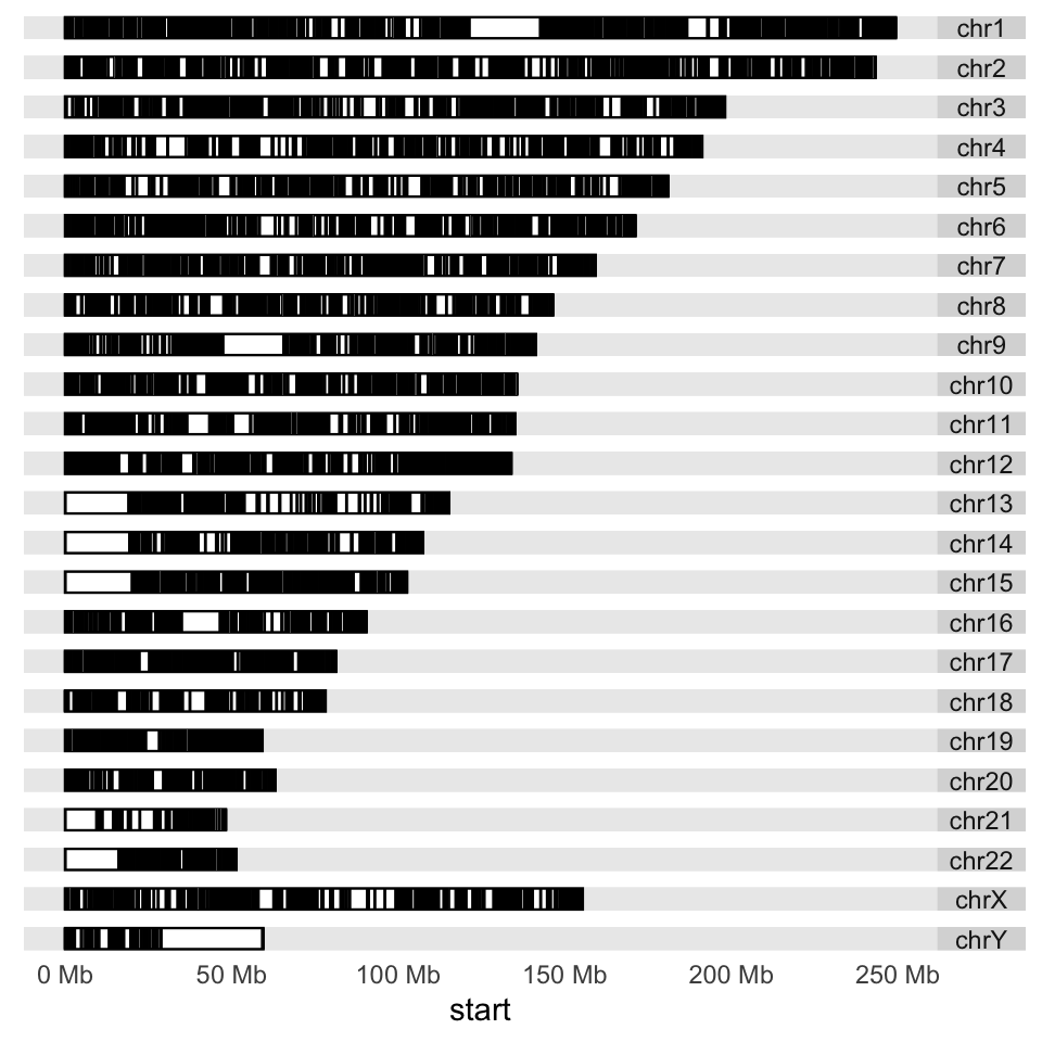 Karyogram of CpG islands over the human genome.