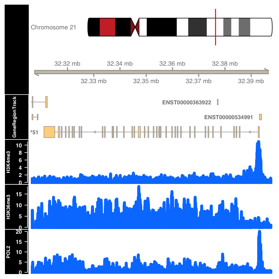 ChIP-seq signal around the URB1 gene.